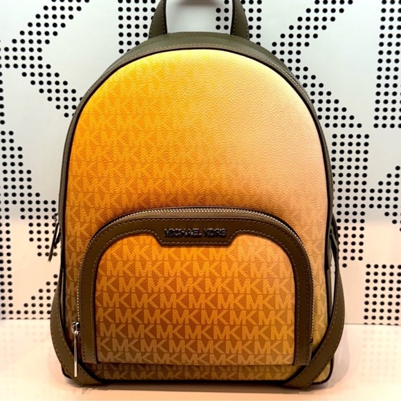 Michael Kors Jaycee Medium Ombré Signature Logo Backpack Olive Combo - Picture 1 of 10